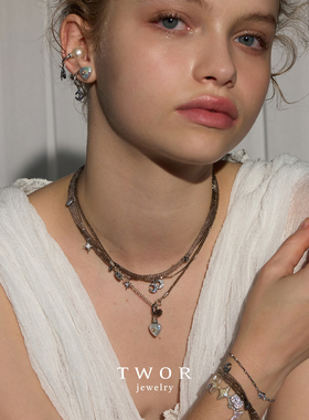 TWOR缇坞/珍珠瓶吊坠茶水晶项链