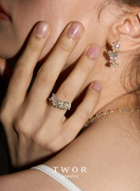 TWOR原创设计女摩根石编织戒指