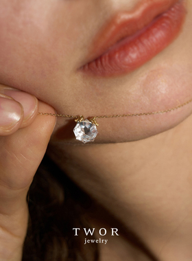 twor原创设计粉水晶18k金项链