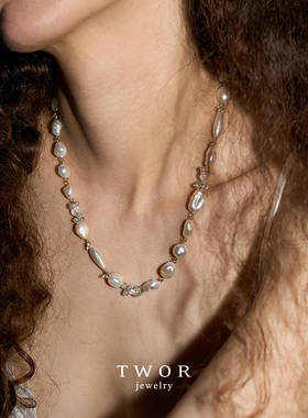 TWOR巴洛克珍珠摩根石女项链