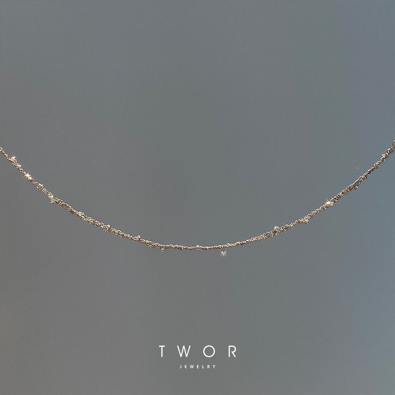 TWOR/小众原创设计手工编织星星点点s925银精致项链高级锁骨链女-图2