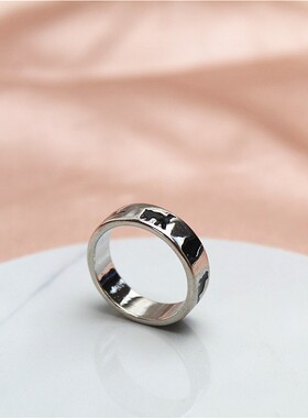 女金属镀白金日韩小猫咪戒指指环