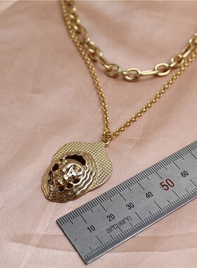 金属镀金女链条套装狮子头项链