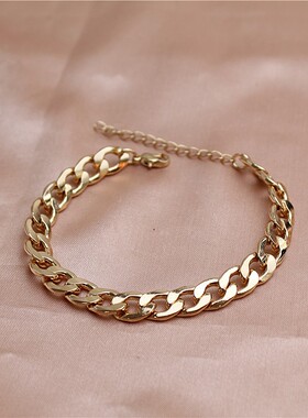男女款金属镀金日韩扁链裸链手链