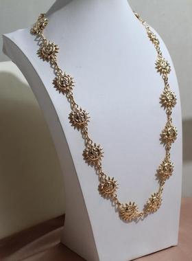 金属镀金女太阳月亮腰链项链