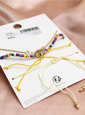 女绳编镀金日韩五条套装手链手饰