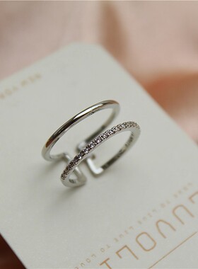 男女铜镀金日韩微镶锆石指环戒指