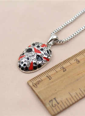 镶水钻滴釉京剧面具时尚风毛衣链