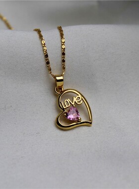 铜镀真金扁链女款彩色锆石锁骨链