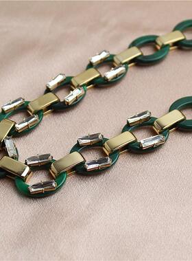 打标项链醋酸镀真金镶水钻女