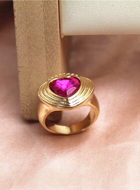 女金属镀金欧美心形戒指指环