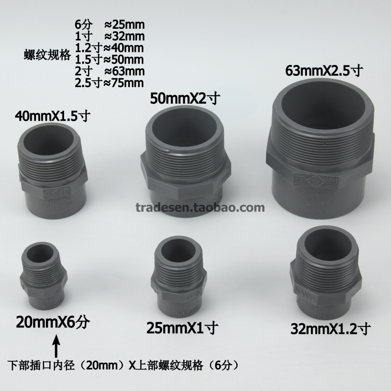台塑南亚 PVC外牙变径直接 塑料UPVC给水管件 塑料异径外螺纹直接 - 图0