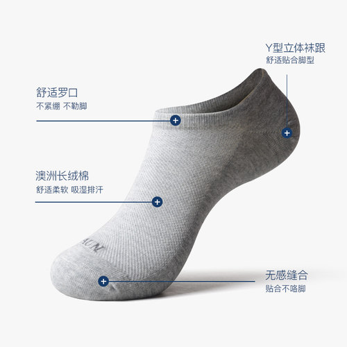 AUN防臭袜子女船袜透气纯棉浅口夏季薄款运动纯色黑灰短筒全棉袜 - 图1