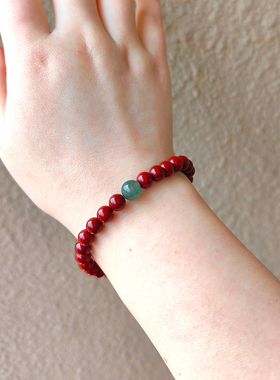 夭夭姐女款朱砂冰种蓝水翡翠转运