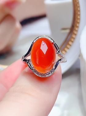 天然红玉髓戒指精致百搭款