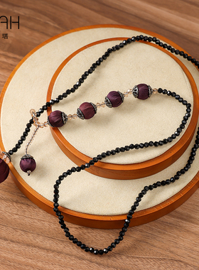 非金属布艺项链 非遗香云纱宋锦手工拎缝制毛衣链 项链手链PT2250