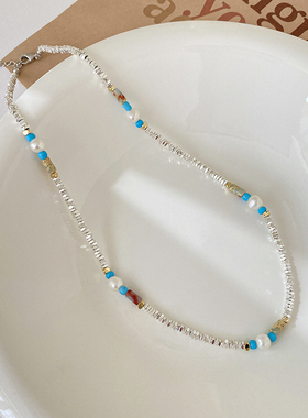 巴洛克淡水珍珠碎银子项链女