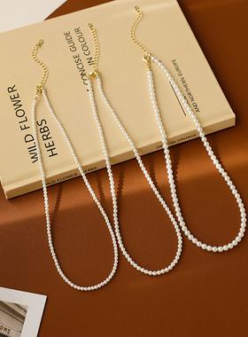 极细baby小米粒珍珠项链女迷你