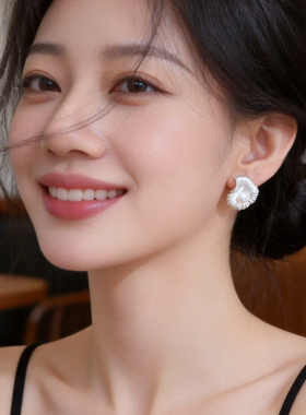 925银针天然淡水珍珠耳钉女气质