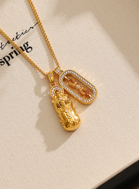 古风沙金貔貅金刚杵项链女高级感