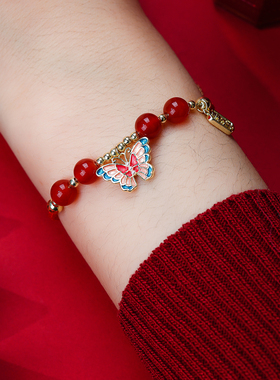 新中式国风蛇年本命年红绳手链女