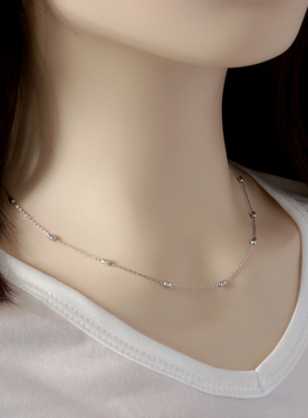 925纯银长项链女长款清新森系银锁骨毛衣肖邦链无吊坠链条银链素