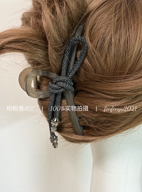 粉粉鱼ACC@新款打结包芯牛仔吊钟ab爱心十字架设计感抓夹发夹Z30