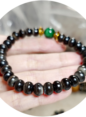 真品天然黑驴蹄子手串手链女士款扁算盘珠8mm小珠子手捻民族饰品