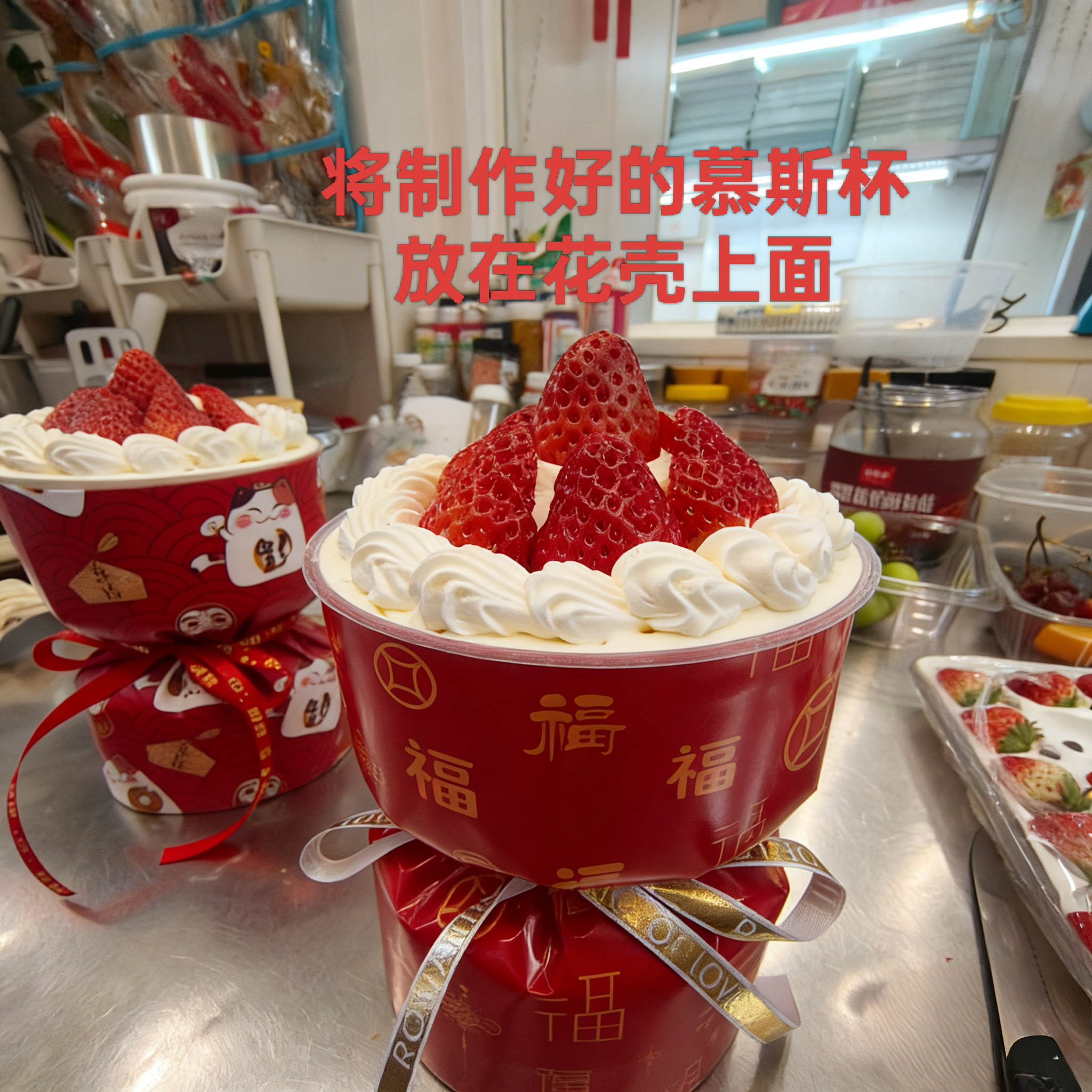 新年蛋糕花束成品花壳空包装 草莓蛋糕花束慕斯杯平安夜甜蜜礼物,淘宝优惠券,粉丝福利购,淘宝优惠卷