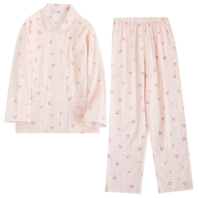 春秋樱桃全棉双层纱布儿童女童长袖睡衣套装春夏纯棉中大童家居服,淘宝优惠券,粉丝福利购,淘宝优惠卷