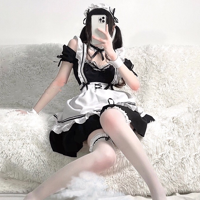 日系性感黑丝女仆装cos服大佬cosplay女装大码日常洛丽塔情趣服装