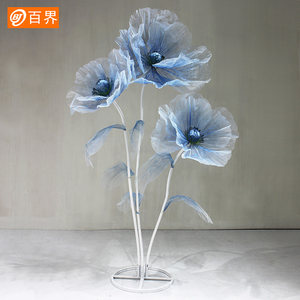 百界婚庆道具仿真花丝网花店铺橱窗装饰摆件纱花场景布置婚礼路引