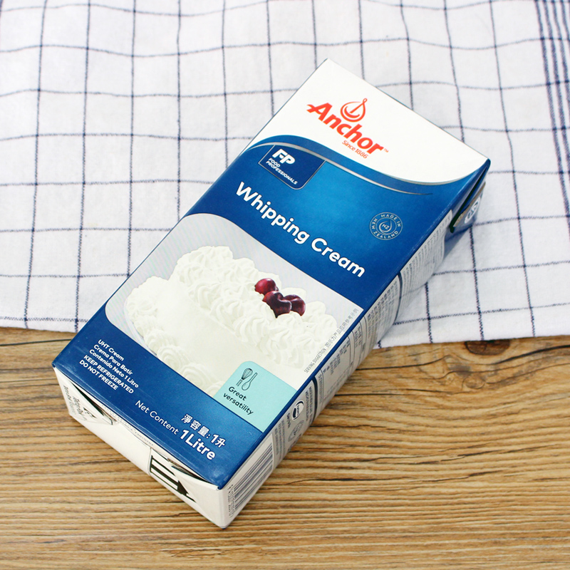 anchor安佳淡奶油1L升纯动物专用稀乳脂蛋糕烘焙奶酪安家佳家用 - 图0