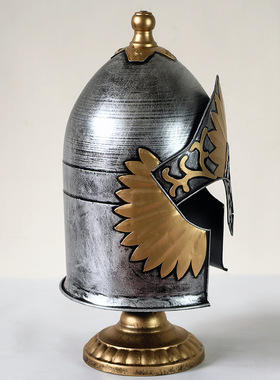 欧式复古罗马勇士金属面具摆件