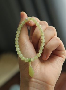 天然和田玉猫眼6mm圆珠单圈