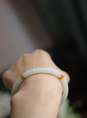 天然和田玉俄白6mm药片珠单圈