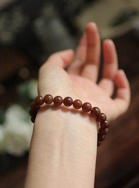 天然和田玉红糖圆珠手串新中式