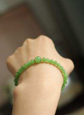 和田玉乌兰海5mm圆珠+18K金