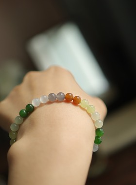 天然和田玉6mm多彩圆珠手串