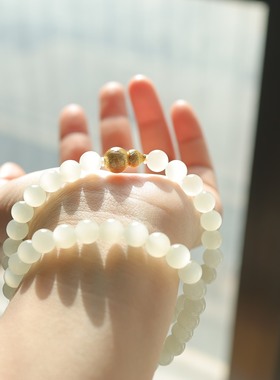 天然和田玉8mm圆珠锁骨链+925银精致百搭   货号16198