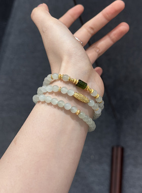 一念天然和田玉碧玺手串