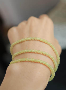 天然和田玉 4mm黄口圆珠多圈 货号NY7452 价格450