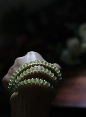 天然和田玉5mm黄口猫眼圆多圈