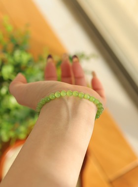 天然和田玉6mm圆珠单圈手串精致百搭   货号16222