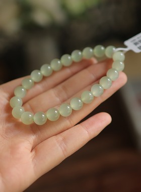 天然和田玉晴水猫眼8mm圆珠