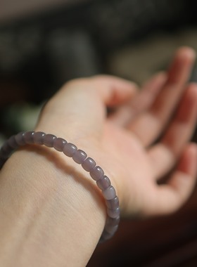 天然和田玉烟紫6mm直切手串