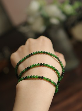 和田玉红皮老料圆珠多圈手串