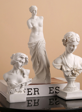 速发创意迷你饰脂石膏头像雕塑小摆装大卫人物桌面艺术件树品