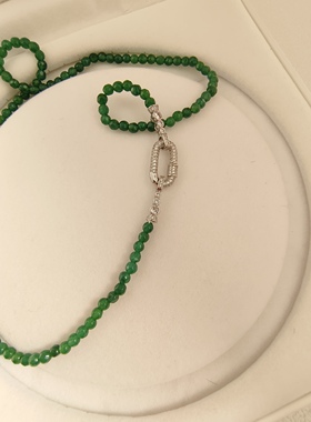 新中式孔雀石百搭锁骨链新中式绿玉髓925银小众复古高级项链