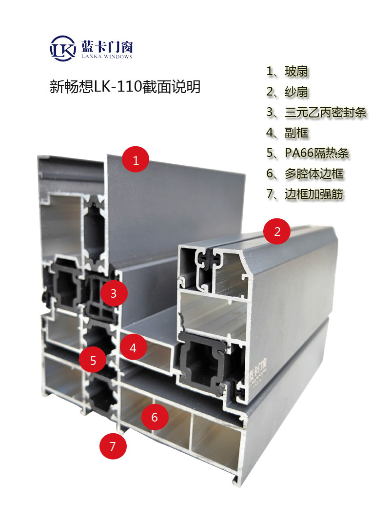 蓝卡金属灰双色断桥铝中空双钢化玻璃系统门窗封装阳台贵阳安装 - 图1